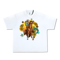 White bucking horse with cowboy and sunflower Urban Heavy Tee - texasbilliewilder