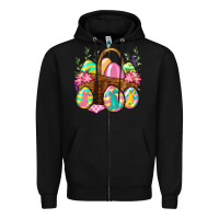 Black Easter eggs with basket Easter Day Zipper Hoodie - Neo Western