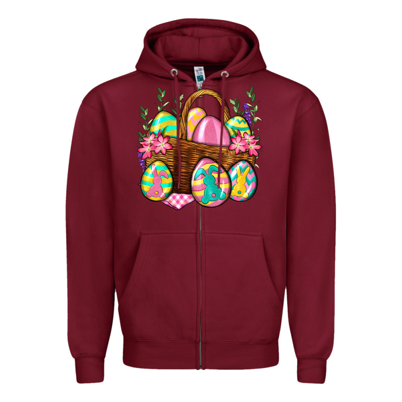 Easter Eggs With Basket Easter Day Zipper Hoodie by Neo Western | Teevron