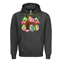 Charcoal Heather Easter eggs with basket Easter Day Zipper Hoodie - Neo Western