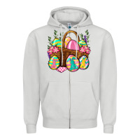 Dove Grey Easter eggs with basket Easter Day Zipper Hoodie - Neo Western