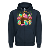 Navy Easter eggs with basket Easter Day Zipper Hoodie - Neo Western