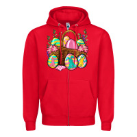 Red Easter eggs with basket Easter Day Zipper Hoodie - Neo Western