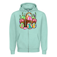 Seafoam Easter eggs with basket Easter Day Zipper Hoodie - Neo Western