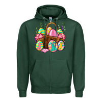 Sports Green Easter eggs with basket Easter Day Zipper Hoodie - Neo Western