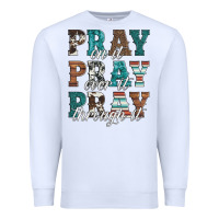 White pray on it pray over it pray through it Premium Sweatshirt - Artiststas