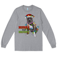Heather Grey merry and bright pitbull Long Sleeve Tee - RanaPortraitStore