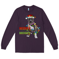 Plum merry and bright pitbull Long Sleeve Tee - RanaPortraitStore