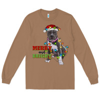 Toasted Coconut merry and bright pitbull Long Sleeve Tee - RanaPortraitStore