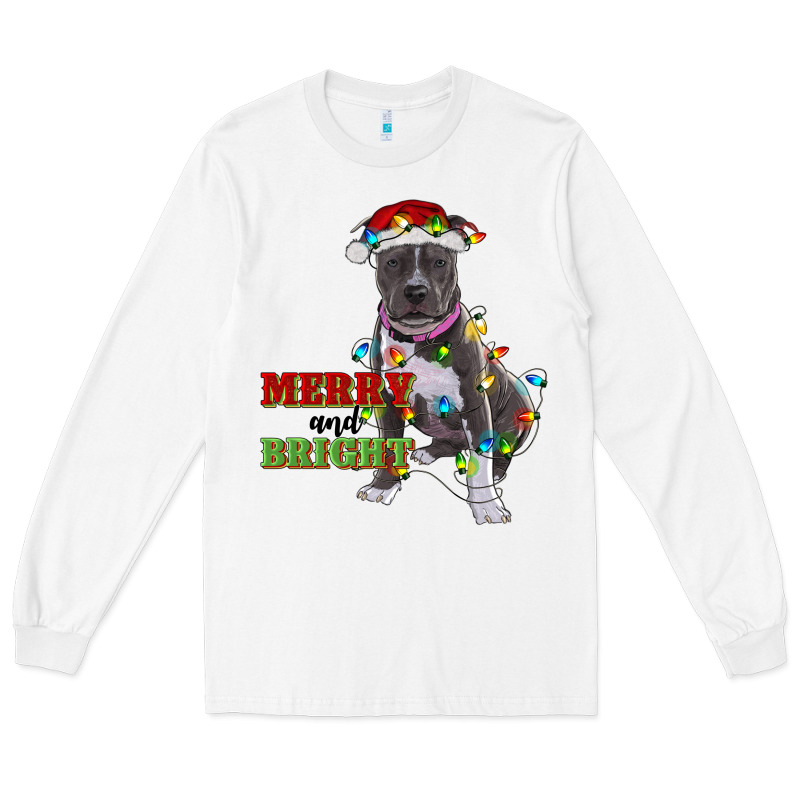 Merry And Bright Pitbull Long Sleeve Tee by RanaPortraitStore | Teevron