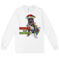 White merry and bright pitbull Long Sleeve Tee - RanaPortraitStore