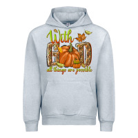 Heather Grey with god all things are possible Urban Hoodie - NancyCooperArtShop
