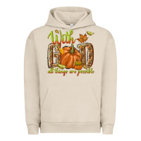 Pigment French Oak with god all things are possible Urban Hoodie - NancyCooperArtShop