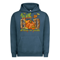Pigment Midnight Navy with god all things are possible Urban Hoodie - NancyCooperArtShop