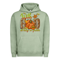 Pigment Oil Green with god all things are possible Urban Hoodie - NancyCooperArtShop
