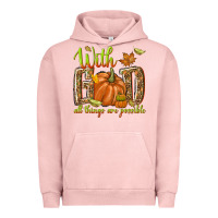 Pigment Salmon with god all things are possible Urban Hoodie - NancyCooperArtShop