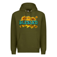 Army Green glitter blessed with sunflowers Premium Hoodie - AdoDesignShop