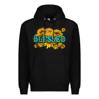 Black glitter blessed with sunflowers Premium Hoodie - AdoDesignShop