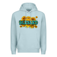 Blue Mist glitter blessed with sunflowers Premium Hoodie - AdoDesignShop