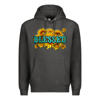 Charcoal Heather glitter blessed with sunflowers Premium Hoodie - AdoDesignShop