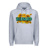 Heather Grey glitter blessed with sunflowers Premium Hoodie - AdoDesignShop