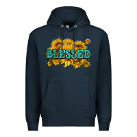 Navy glitter blessed with sunflowers Premium Hoodie - AdoDesignShop