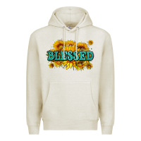 Oatmeal Heather glitter blessed with sunflowers Premium Hoodie - AdoDesignShop