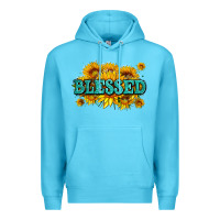Ocean Blue glitter blessed with sunflowers Premium Hoodie - AdoDesignShop