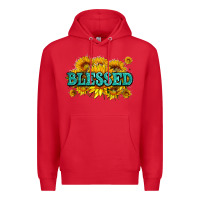 Red glitter blessed with sunflowers Premium Hoodie - AdoDesignShop