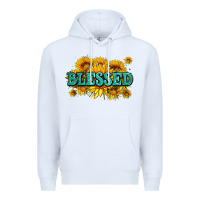 White glitter blessed with sunflowers Premium Hoodie - AdoDesignShop