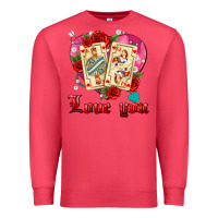 Cardinal love you playing cards roses and pearls Premium Sweatshirt - AdoDesignShop