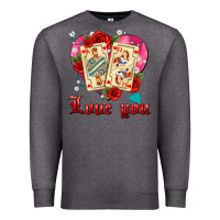Charcoal Heather love you playing cards roses and pearls Premium Sweatshirt - AdoDesignShop