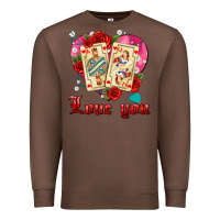 Chestnut love you playing cards roses and pearls Premium Sweatshirt - AdoDesignShop