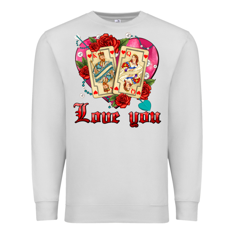 Love You Playing Cards Roses And Pearls Premium Sweatshirt by AdoDesignShop | Teevron