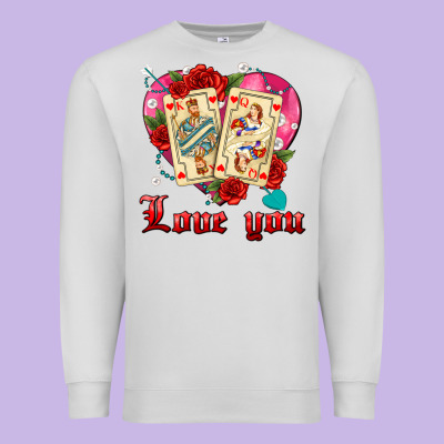 Love You Playing Cards Roses And Pearls Premium Sweatshirt Designed By Adodesignshop