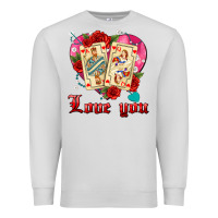 Dove Grey love you playing cards roses and pearls Premium Sweatshirt - AdoDesignShop