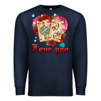 Navy love you playing cards roses and pearls Premium Sweatshirt - AdoDesignShop