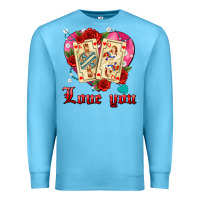 Ocean Blue love you playing cards roses and pearls Premium Sweatshirt - AdoDesignShop