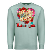 Seafoam love you playing cards roses and pearls Premium Sweatshirt - AdoDesignShop