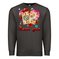 Smoke love you playing cards roses and pearls Premium Sweatshirt - AdoDesignShop