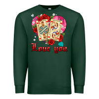 Sports Green love you playing cards roses and pearls Premium Sweatshirt - AdoDesignShop