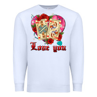 White love you playing cards roses and pearls Premium Sweatshirt - AdoDesignShop
