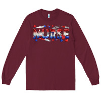 Burgundy american nurse Long Sleeve Tee - texasbilliewilder