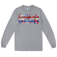 Heather Grey american nurse Long Sleeve Tee - texasbilliewilder