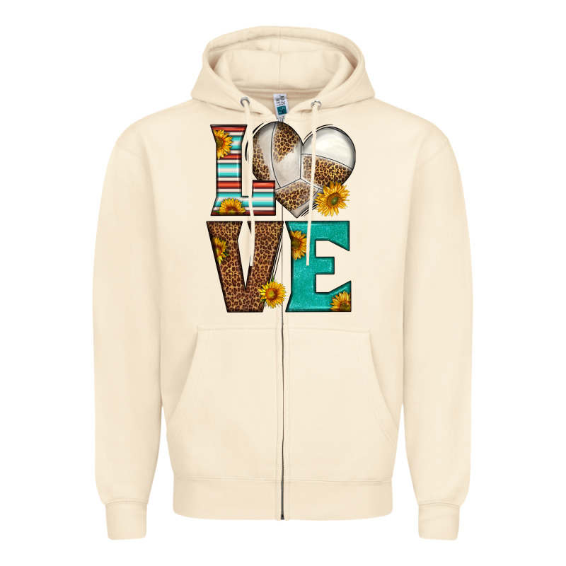 Western Volleyball Love Zipper Hoodie by HRA Design Shop | Teevron