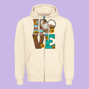 Western Volleyball Love Zipper Hoodie Designed By Hra Design Shop