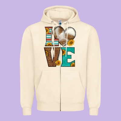 Western Volleyball Love Zipper Hoodie Designed By Hra Design Shop