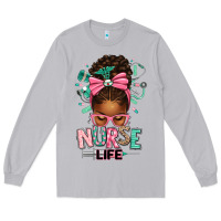 Moon Dust afro messy bun nurse life Long Sleeve Tee - texasbilliewilder