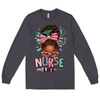 Smoke afro messy bun nurse life Long Sleeve Tee - texasbilliewilder