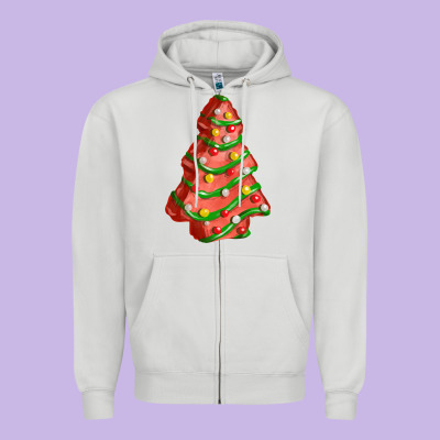 Red Christmas Cake Fa Element Zipper Hoodie Designed By Fadigitalartstudio
